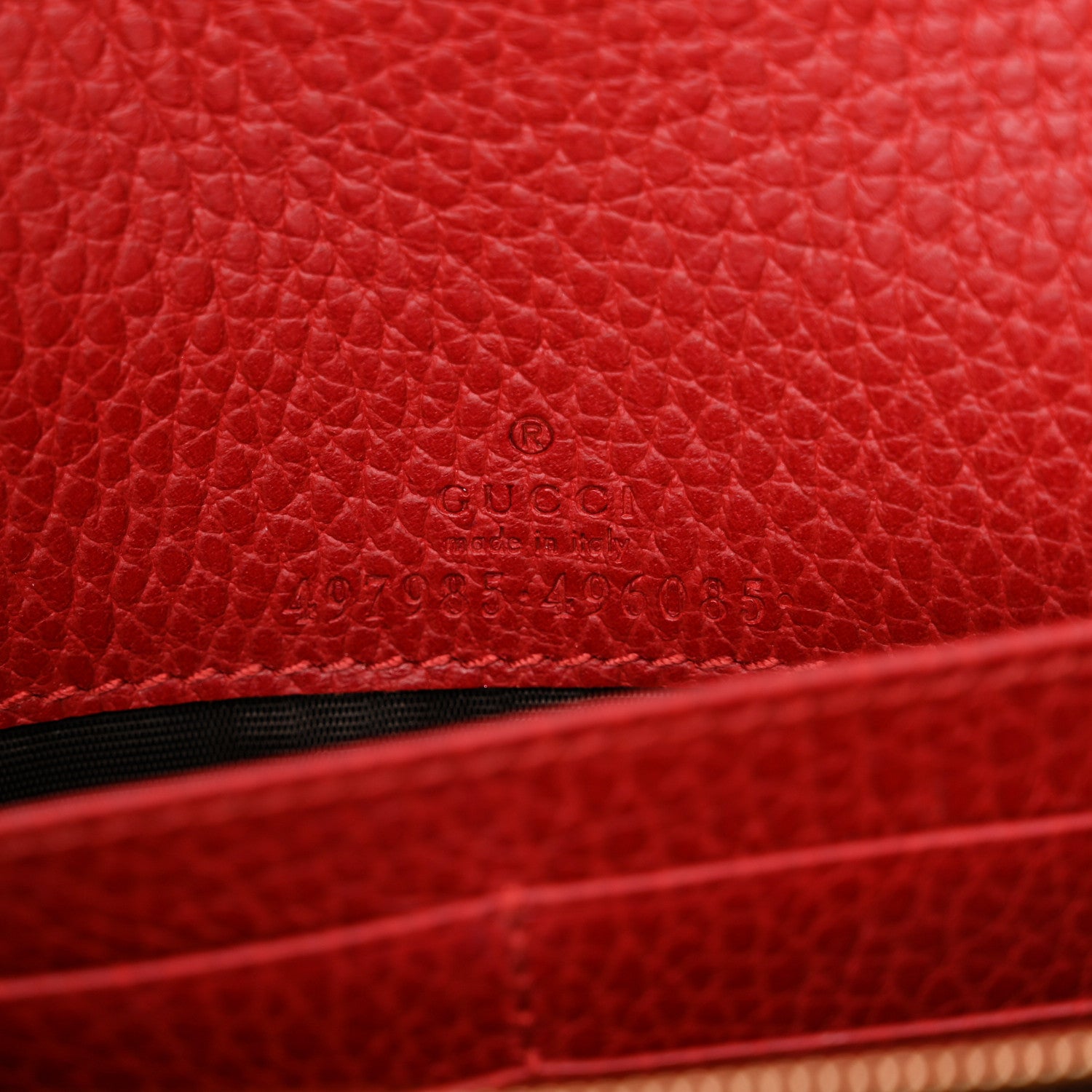 Gucci Dollar Calfskin Mini GG Marmont Chain Wallet Hibiscus Red 7 of 11