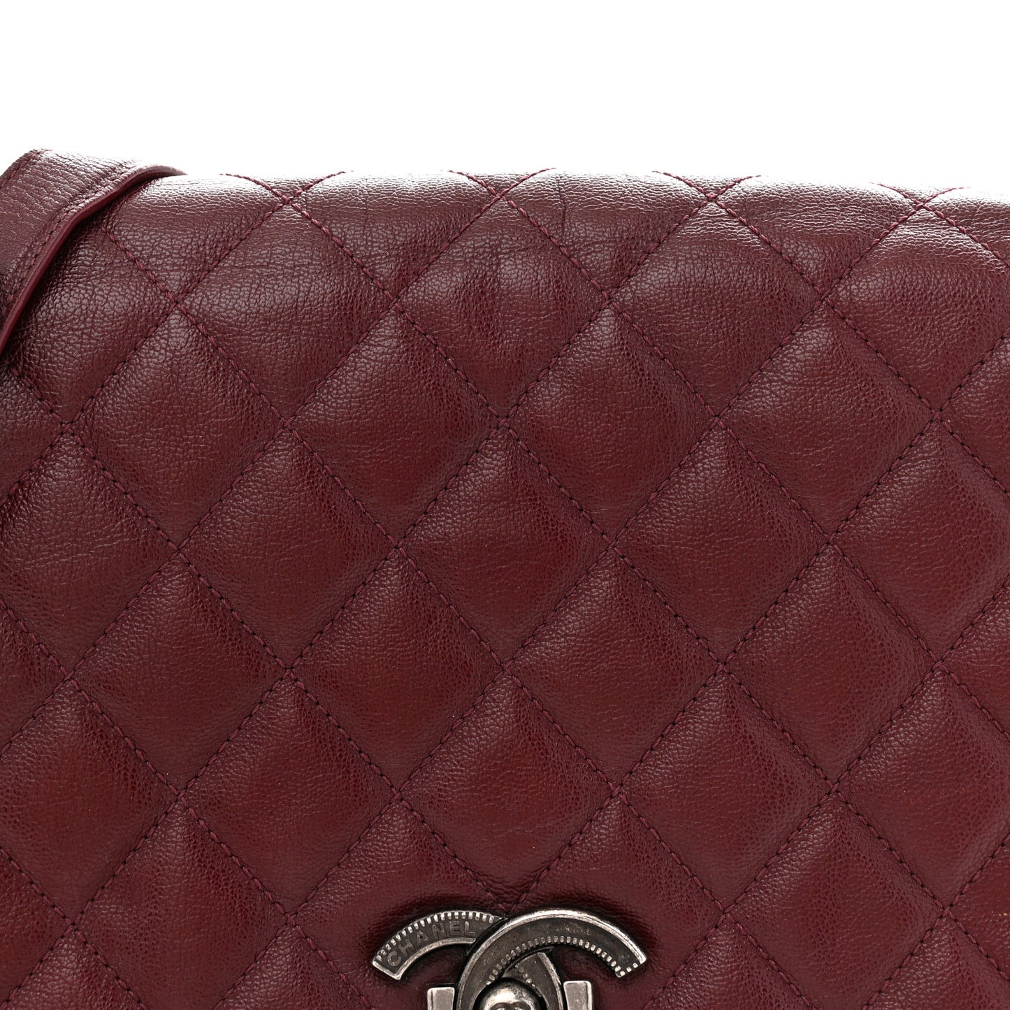 Goatskin Quilted Large City Rock Flap Burgundy