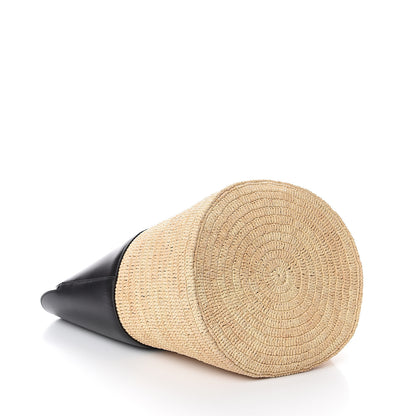 Celine Raffia Calfskin Basket Bag Natural Black 3 of 8