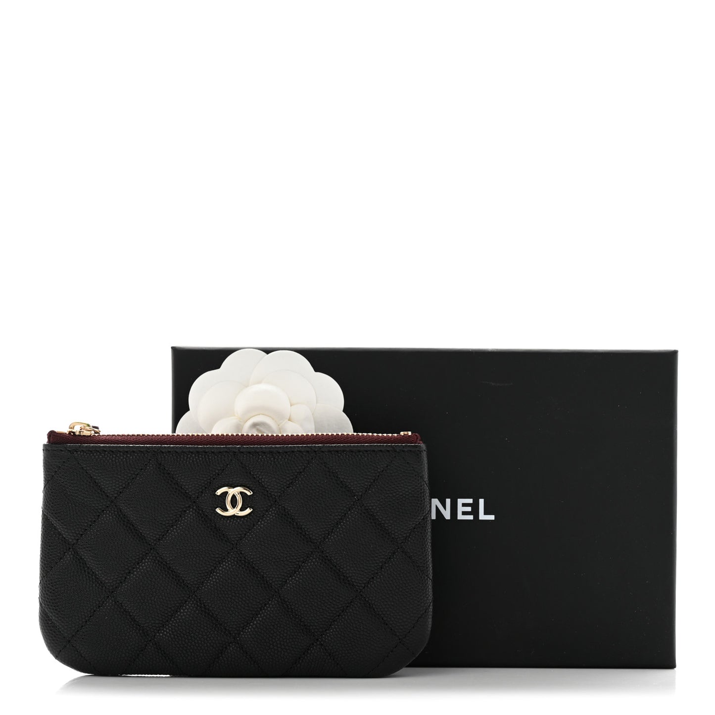 Caviar Quilted Small Cosmetic Case Black