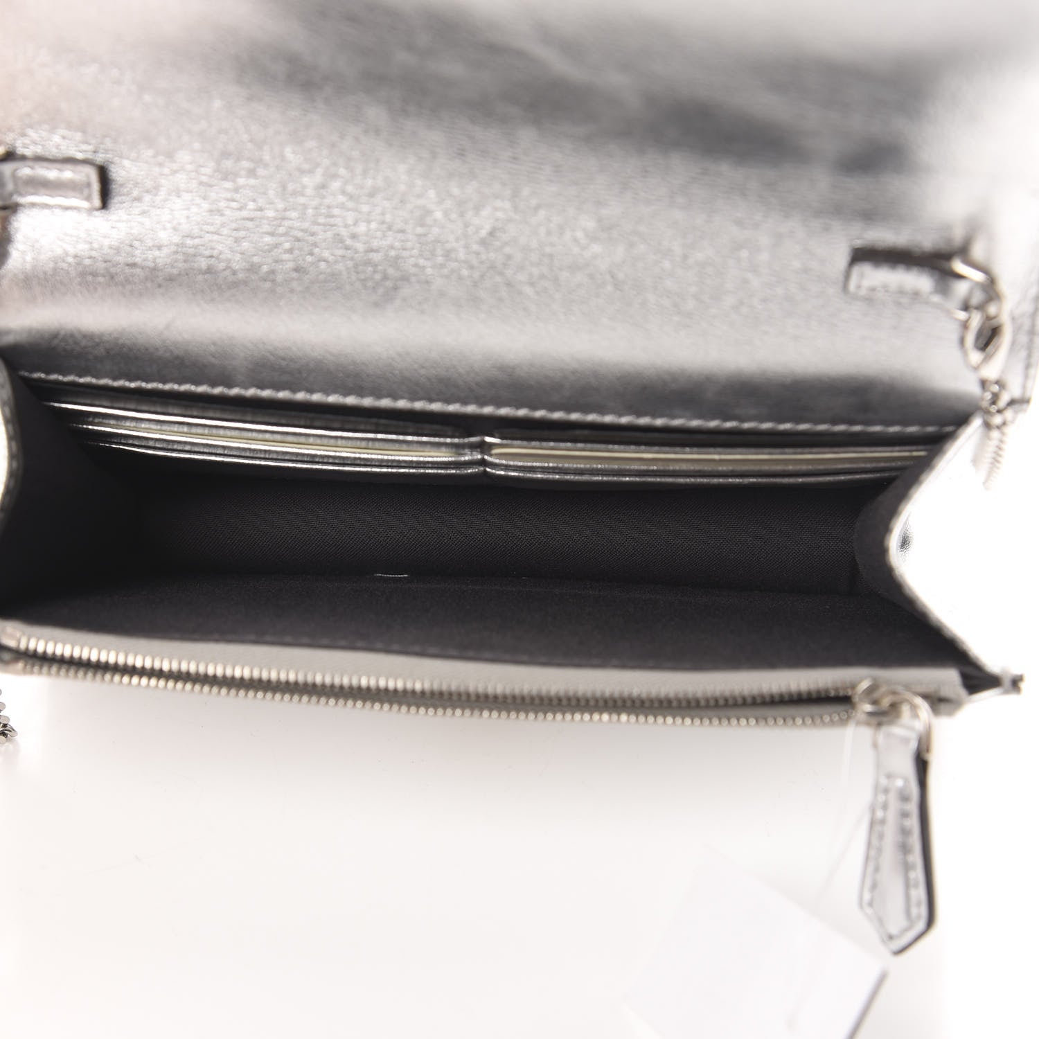Fendi Vitello Catalan Mirror Flowerland Tube Wallet On Chain Argento 4 of 11