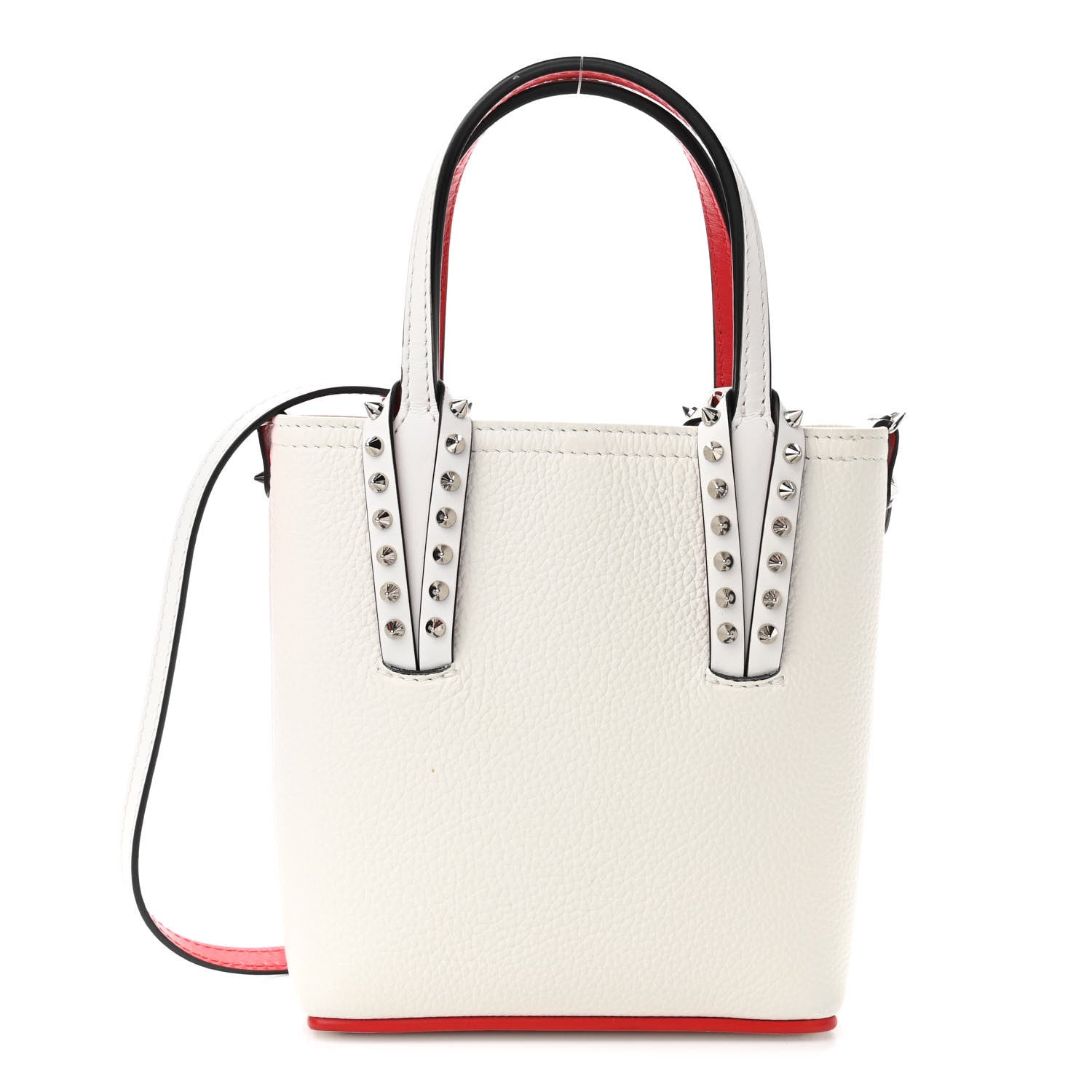 Christian Louboutin Calfskin Spikes Mini North South Cabata Tote White 1 of 13