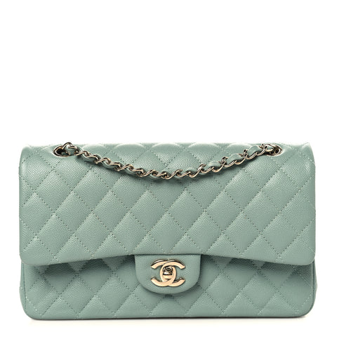 Caviar Quilted Medium Double Flap Dark Green