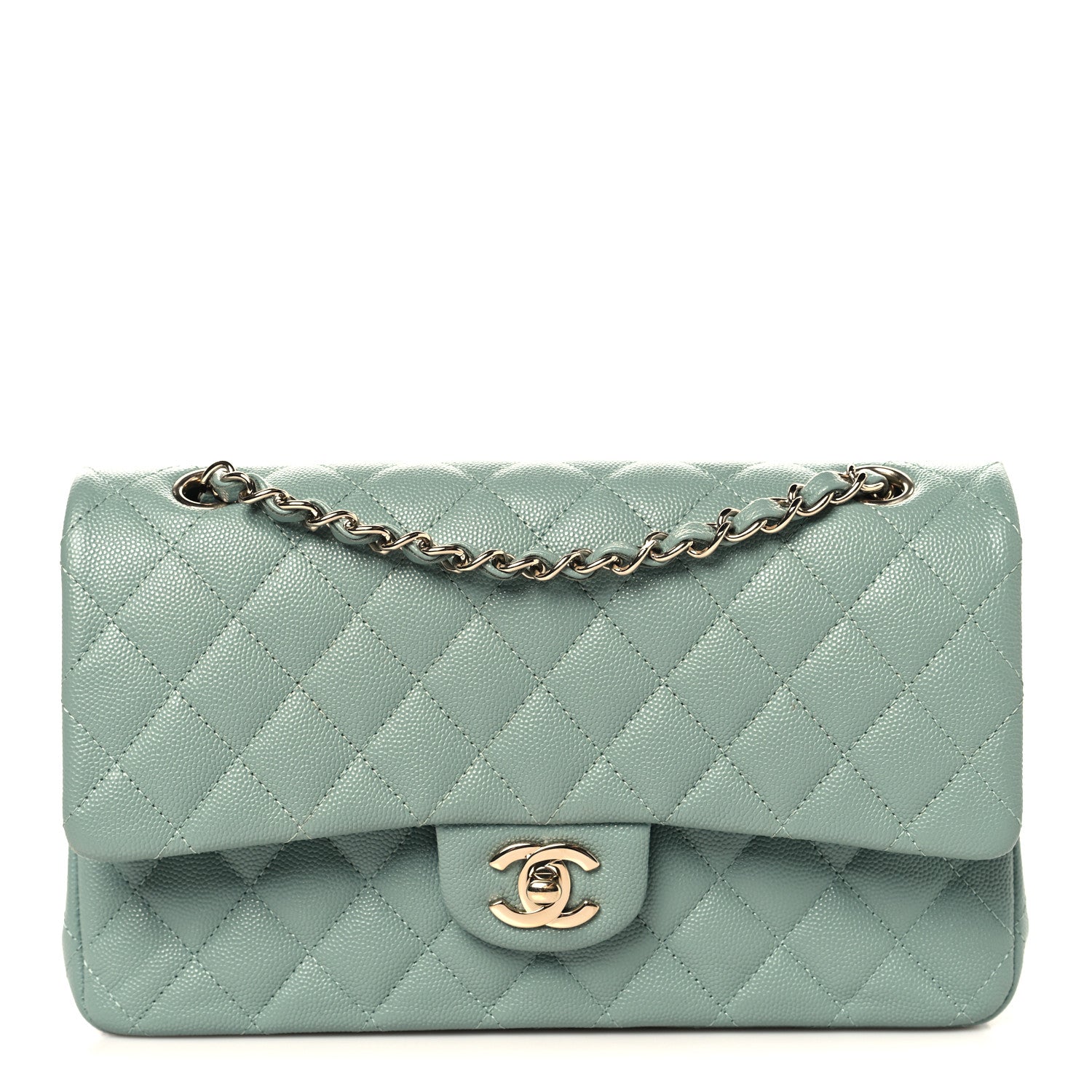 Chanel Caviar Quilted Medium Double Flap Dark Green 1 of 11