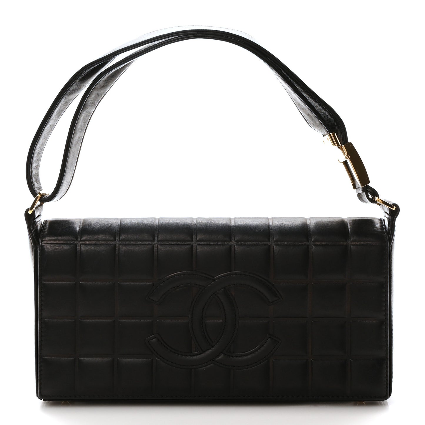 Lambskin Quilted CC Chocolate Bar Flap Black
