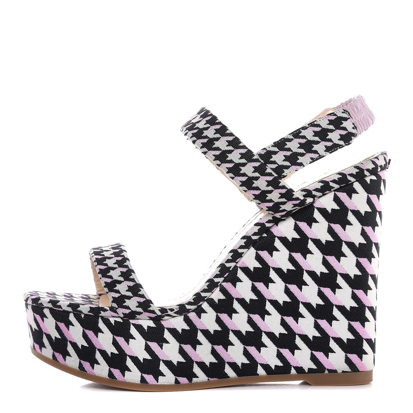 Canvas Herringbone Volt Wedge Sandals 38 Noir Blanc