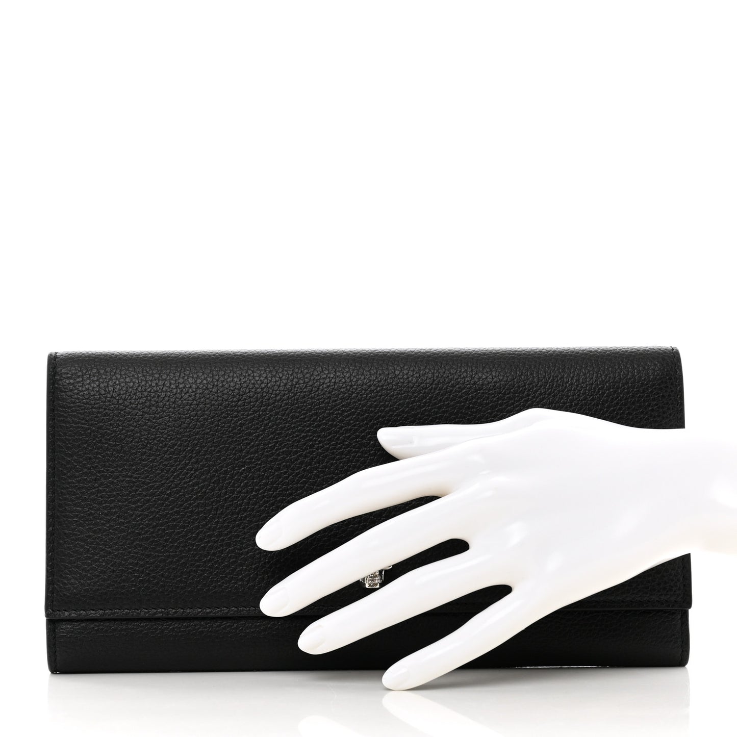 Calfskin Skull Clutch Wallet Black