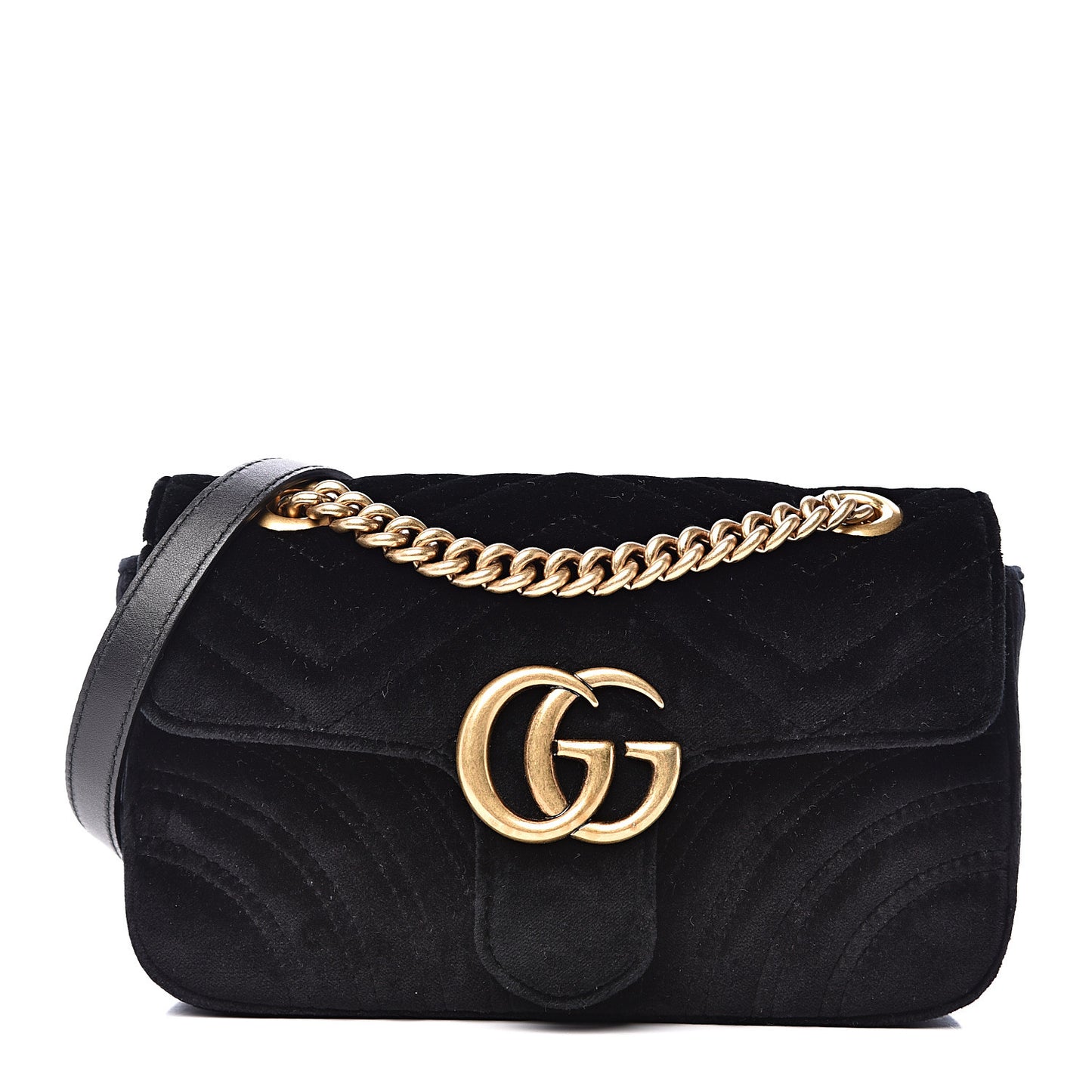 Velvet Matelasse Mini GG Marmont Shoulder Bag Black