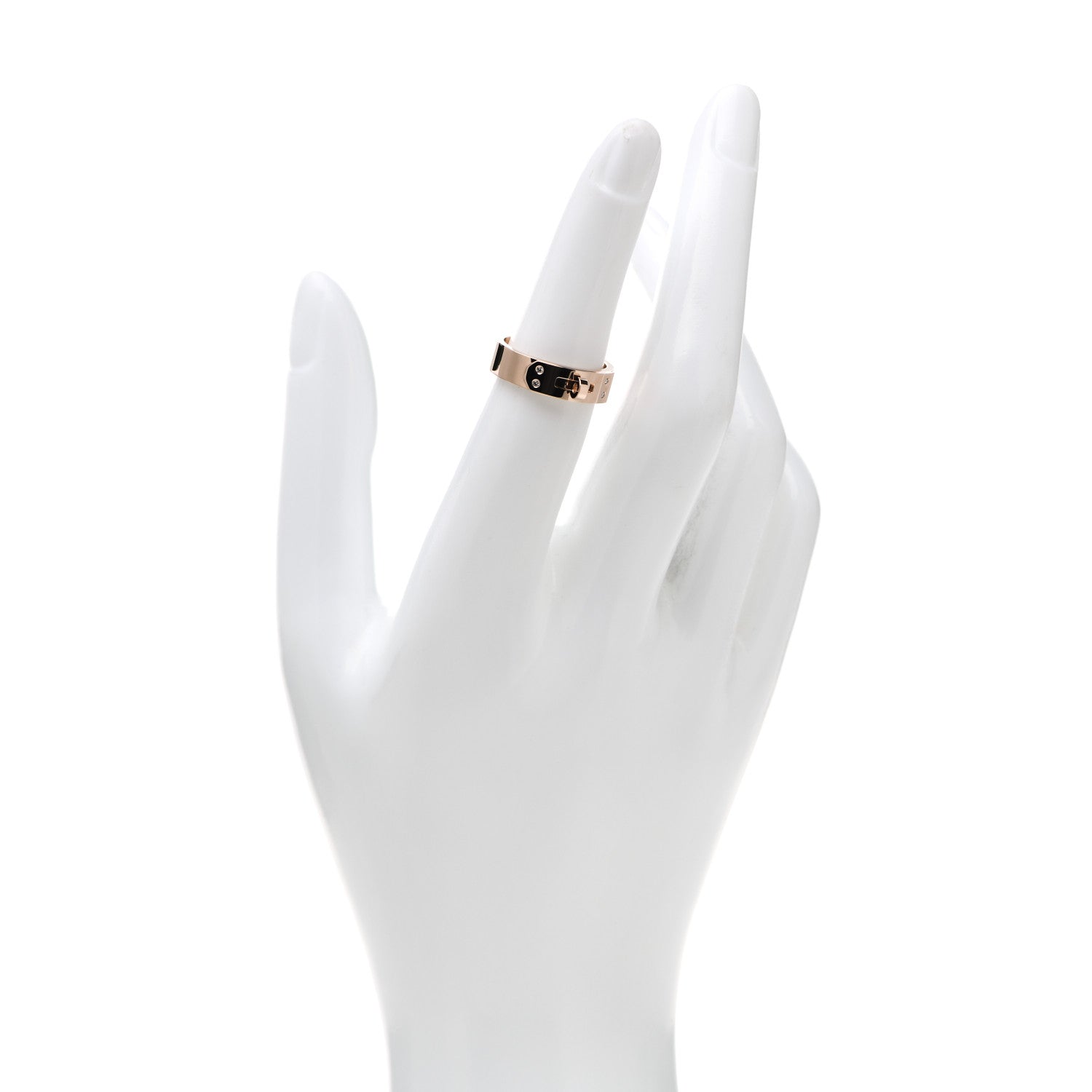 Hermes 18K Rose Gold Diamond PM Kelly Ring 51 5.75 2 of 5