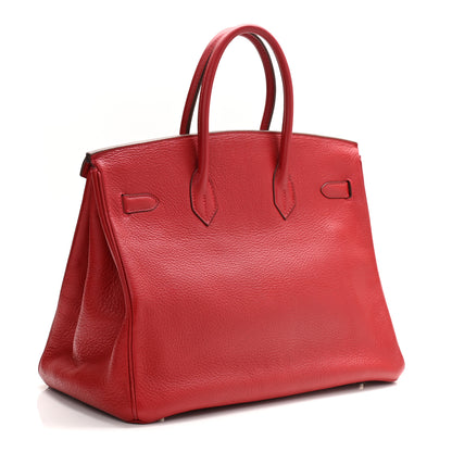 Hermes Taurillon Clemence Birkin 35 Rouge Vif 4 of 17