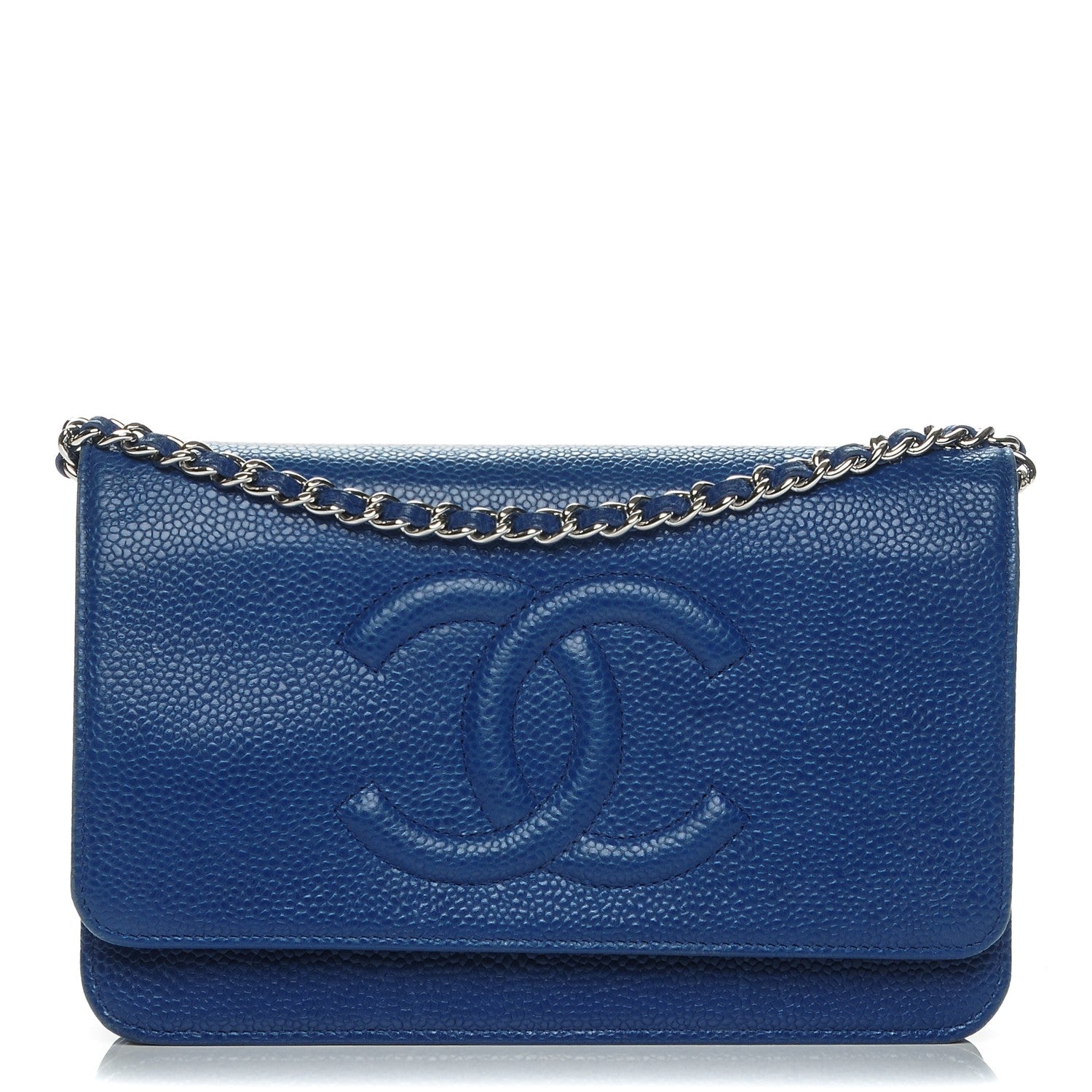 Chanel Caviar Timeless CC Wallet On Chain WOC Blue 1 of 7
