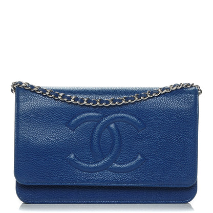 Chanel Caviar Timeless CC Wallet On Chain WOC Blue 1 of 7