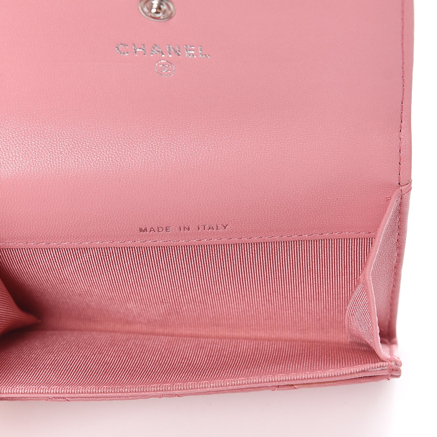Lambskin Quilted Card Holder Pink