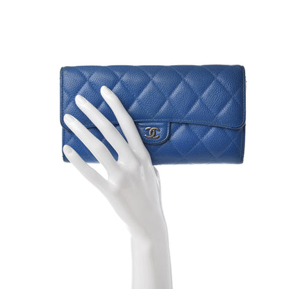 Chanel Caviar Quilted Large Flap Wallet Blue 2 of 9