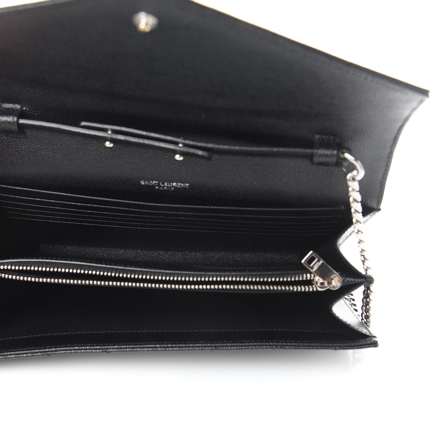 Grain De Poudre Matelasse Chevron Monogram Chain Wallet Black