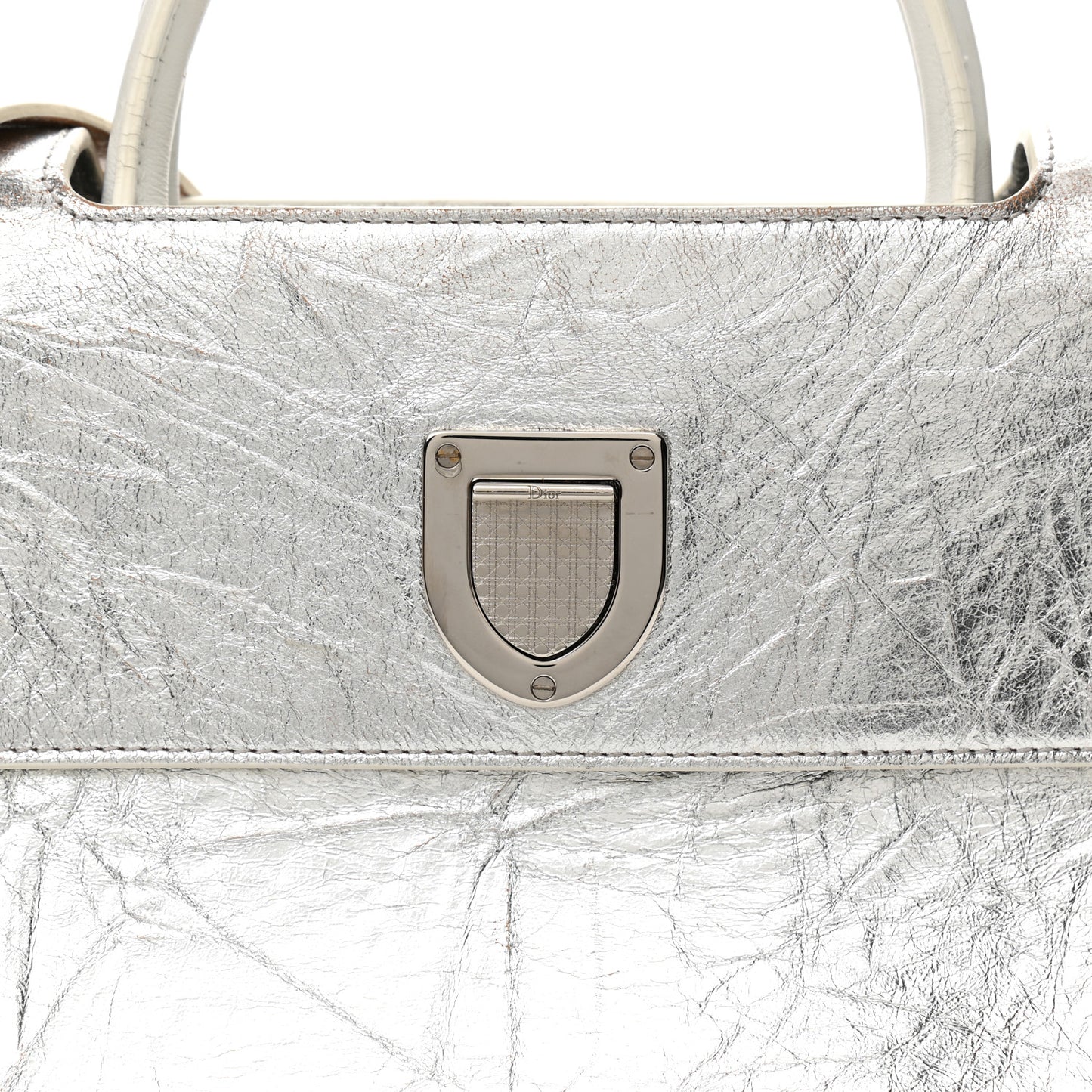 Metallic Calfskin Medium Diorever Flap Silver