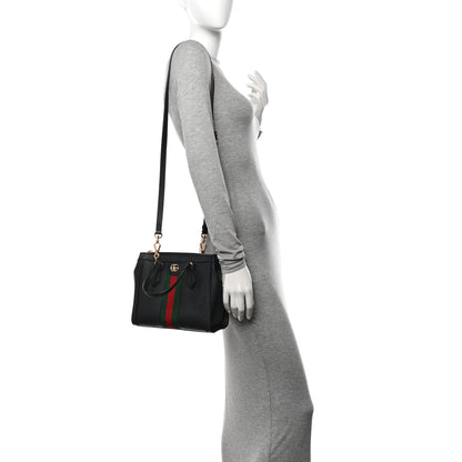 Gucci Textured Calfskin Web Small Ophidia Tote Bag Black 2 of 9