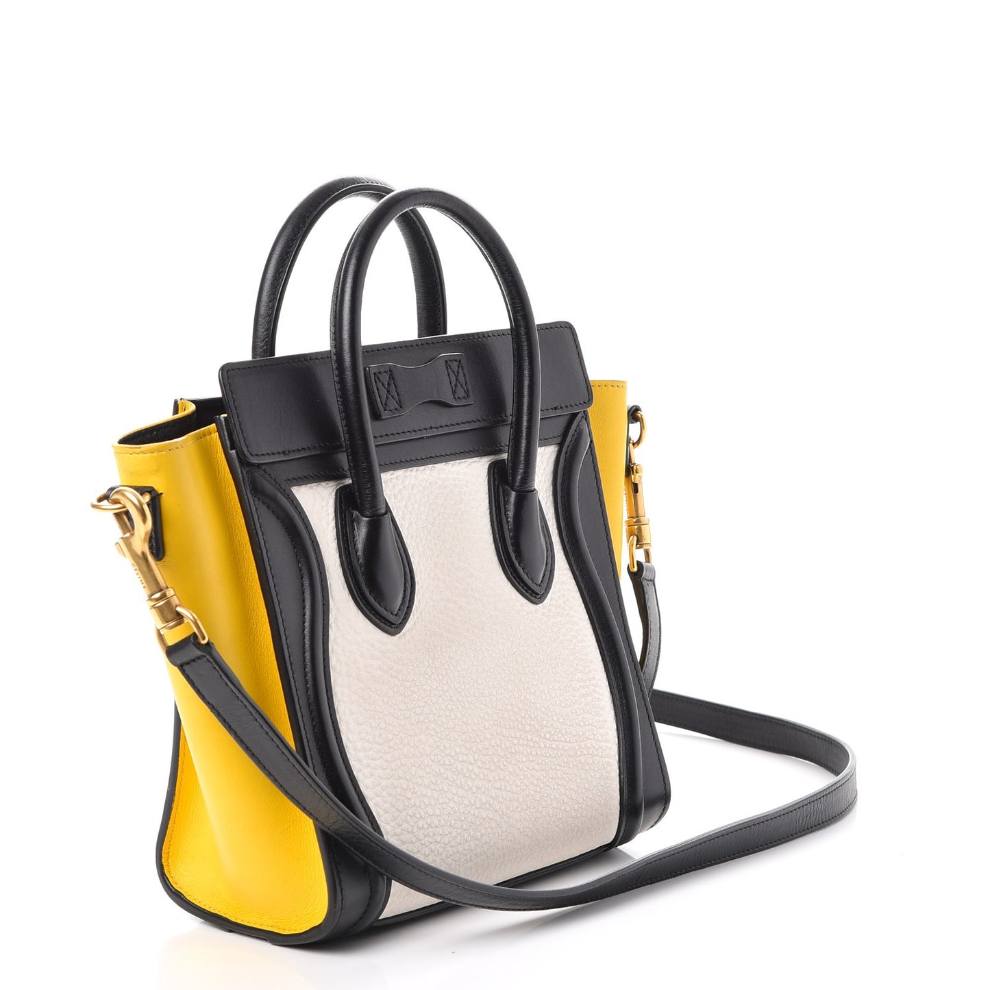 Smooth Drummed Calfskin Nano Tri-Color Luggage White