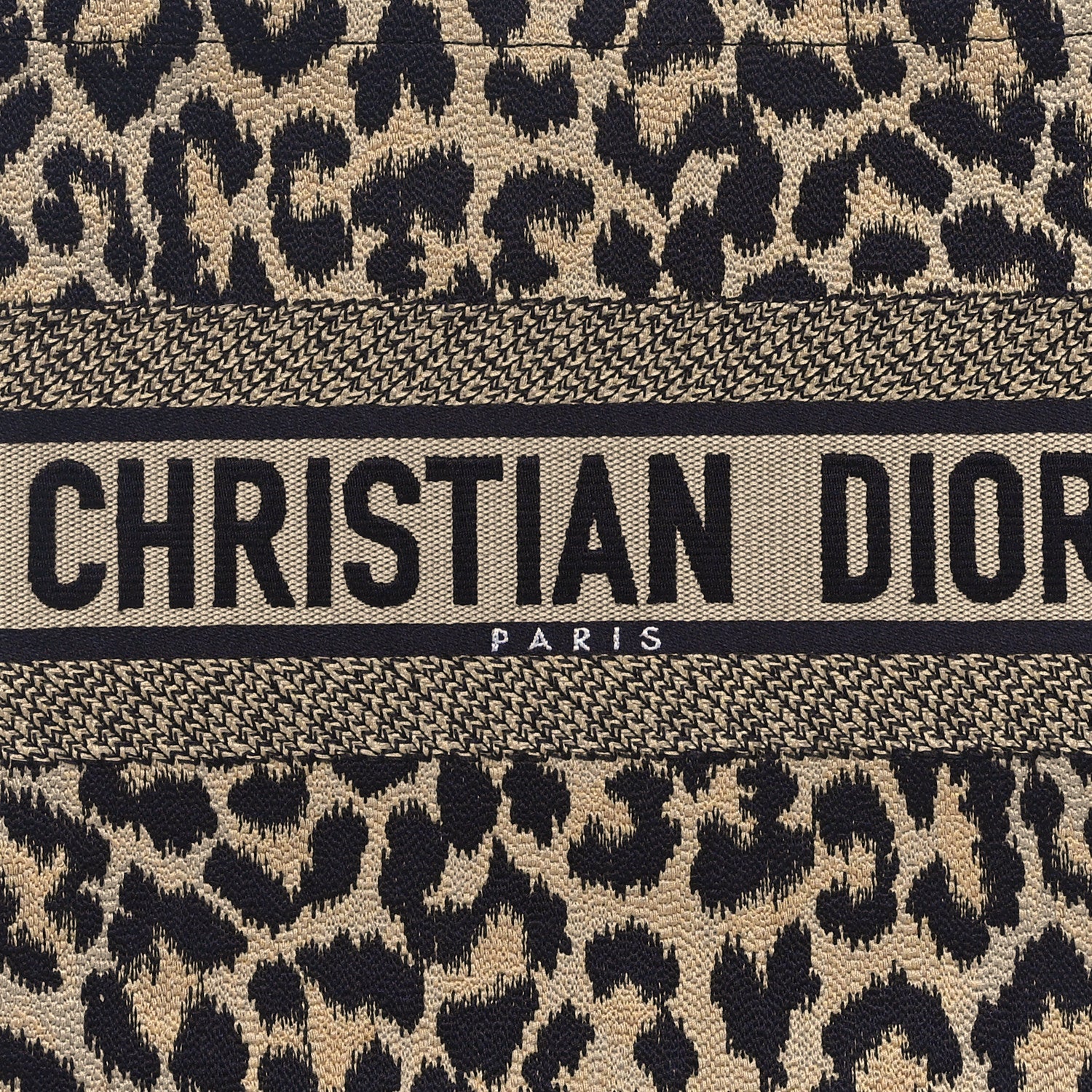 Christian Dior Canvas Mizza Embroidered Medium Leopard Book Tote Beige 8 of 11