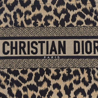 Christian Dior Canvas Mizza Embroidered Medium Leopard Book Tote Beige 8 of 11