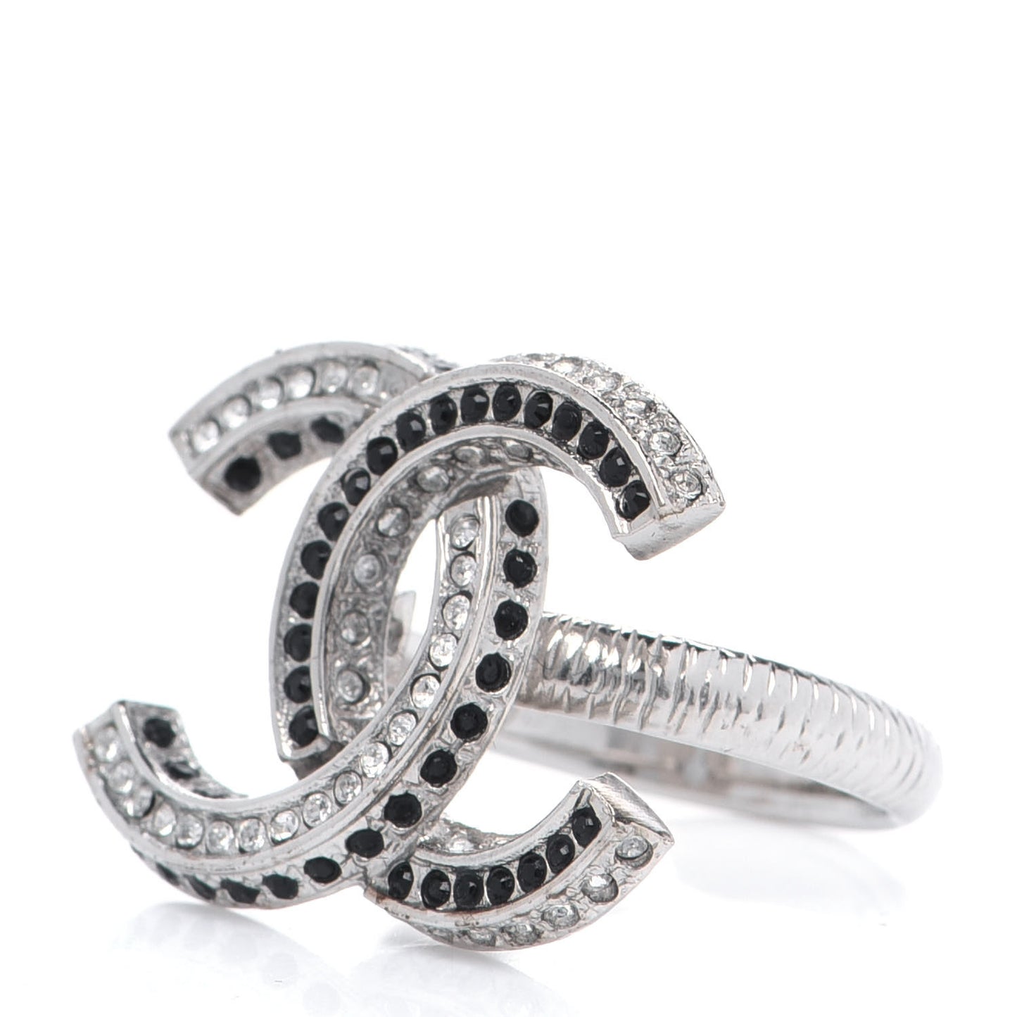 Crystal CC Ring 6 Silver Black