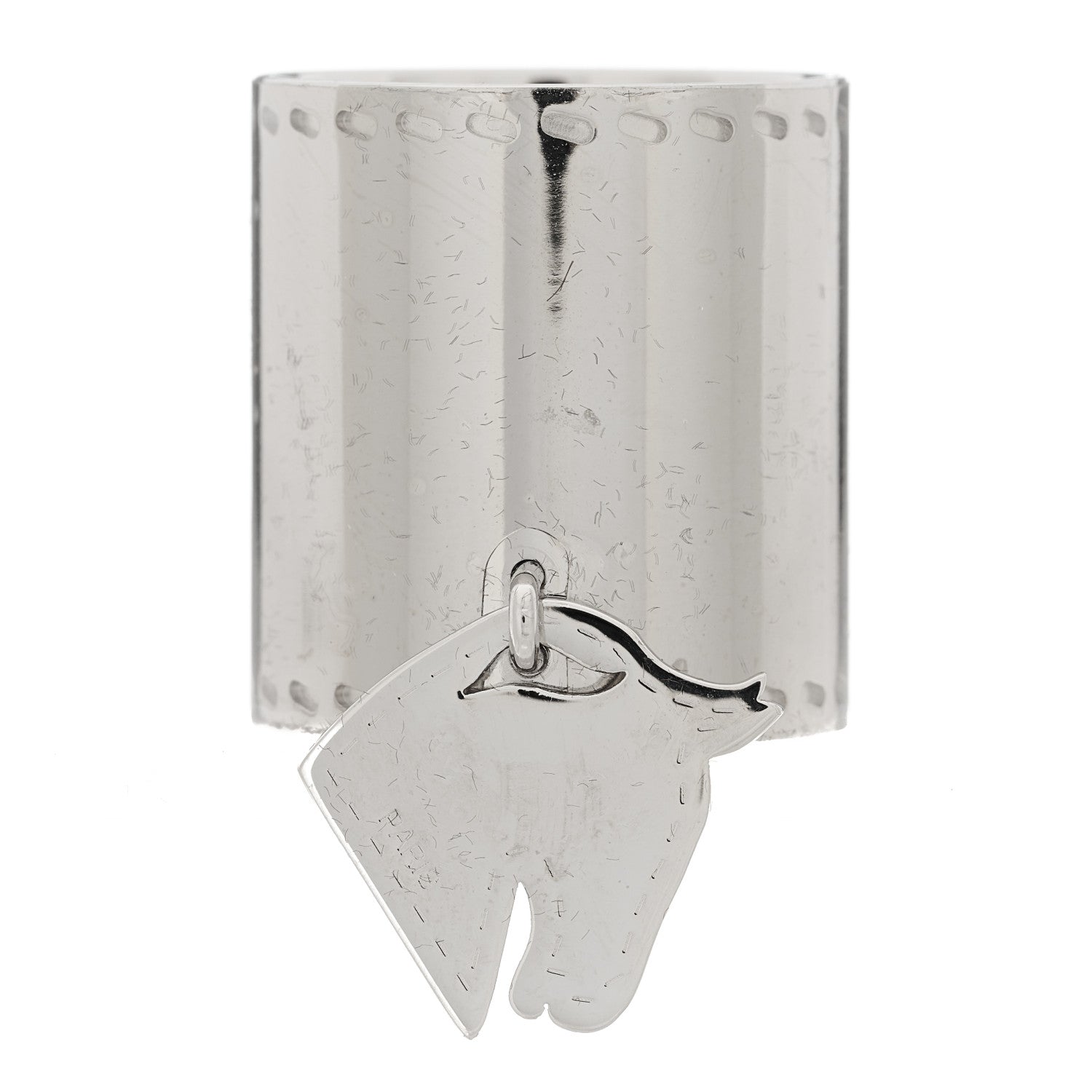 Hermes Palladium Tete de Cheval Horse Charm Scarf Ring 4 of 5