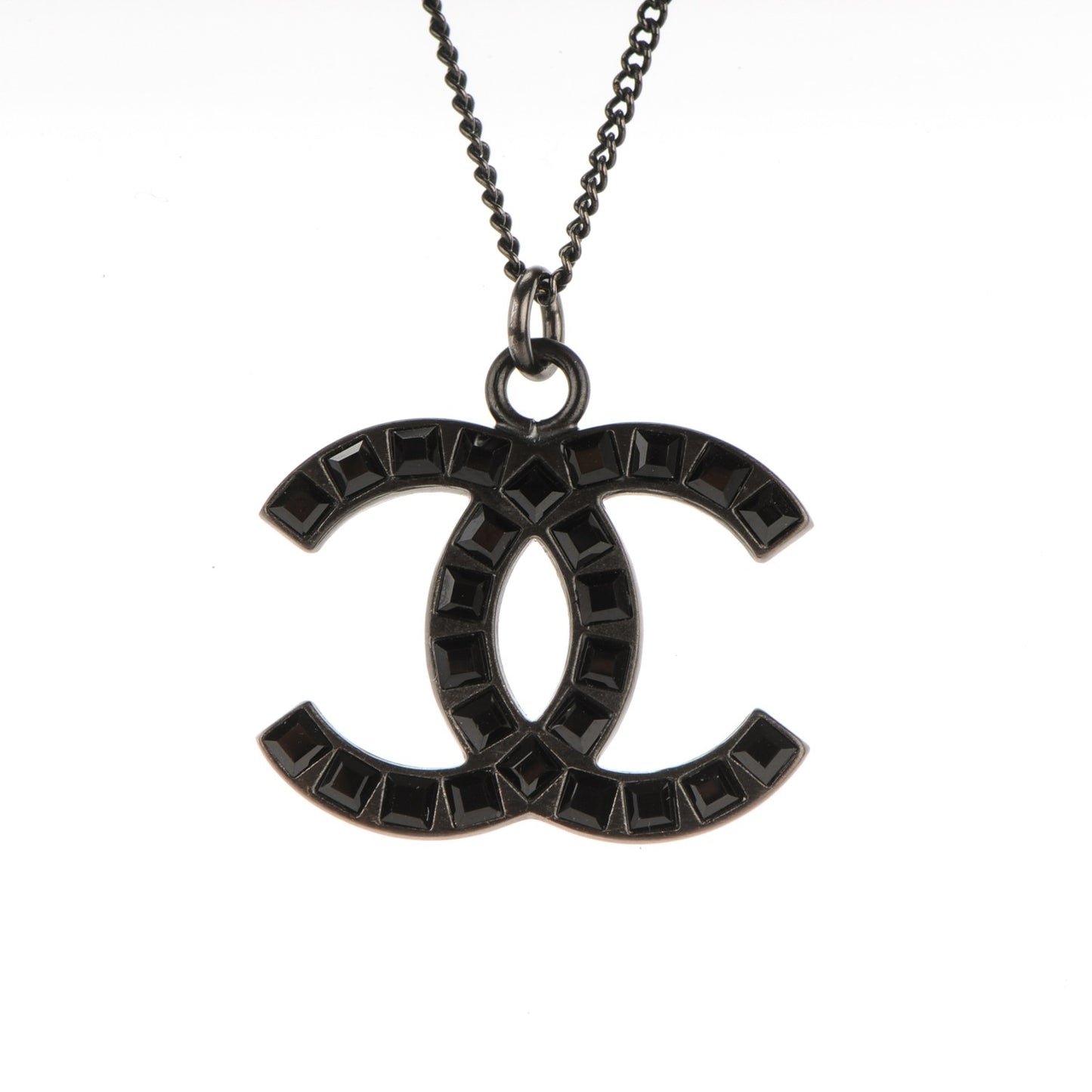 Ruthenium Baguette Crystal CC Necklace Black