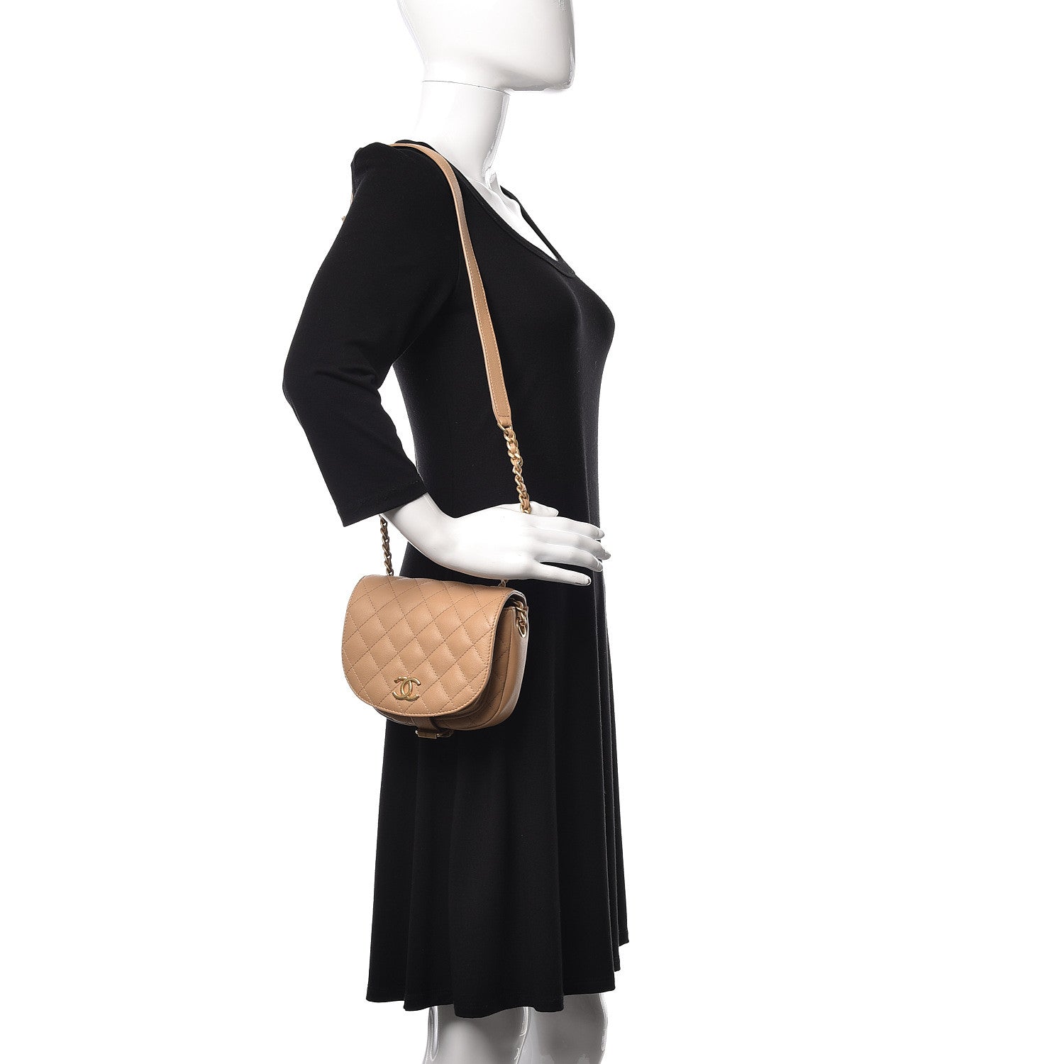 Chanel Calfskin Quilted Small Messenger Flap Beige 2 of 10