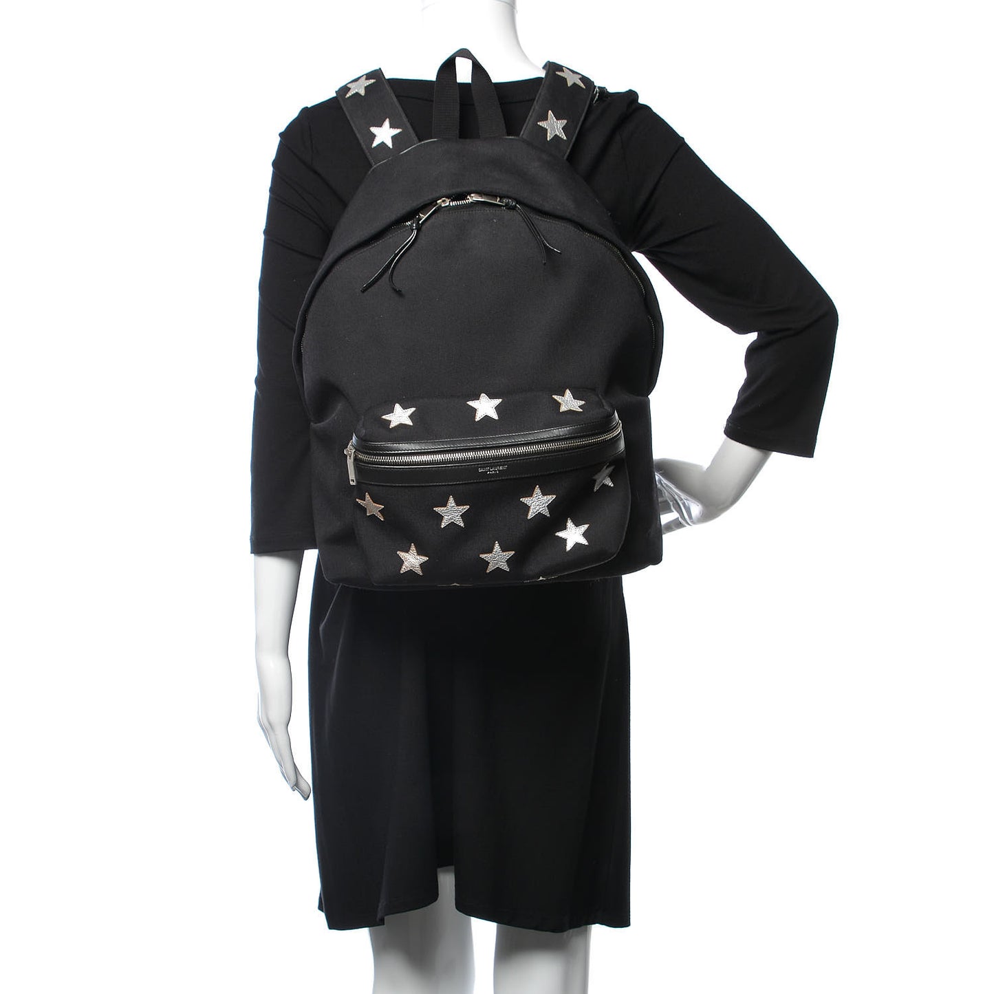 Canvas Stars Print Hunting Backpack Black Silver