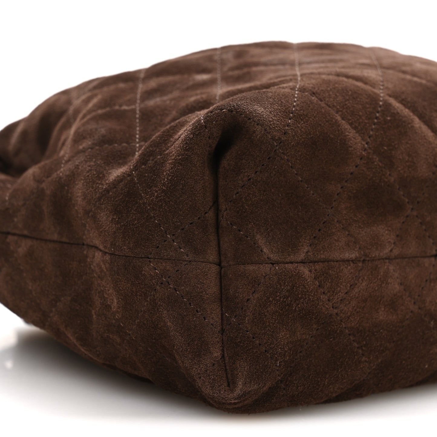 Suede Quilted Drawstring Clutch With Strap Brown