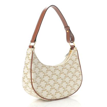 Celine Canvas Calfskin Ava Triomphe Shoulder Bag White 2 of 10