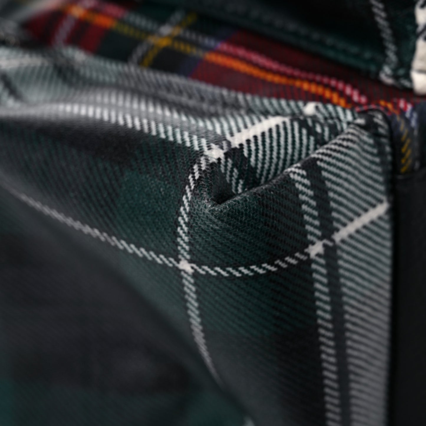 Laminated Tartan Patchwork Medium Rucksack Backpack Military Red
