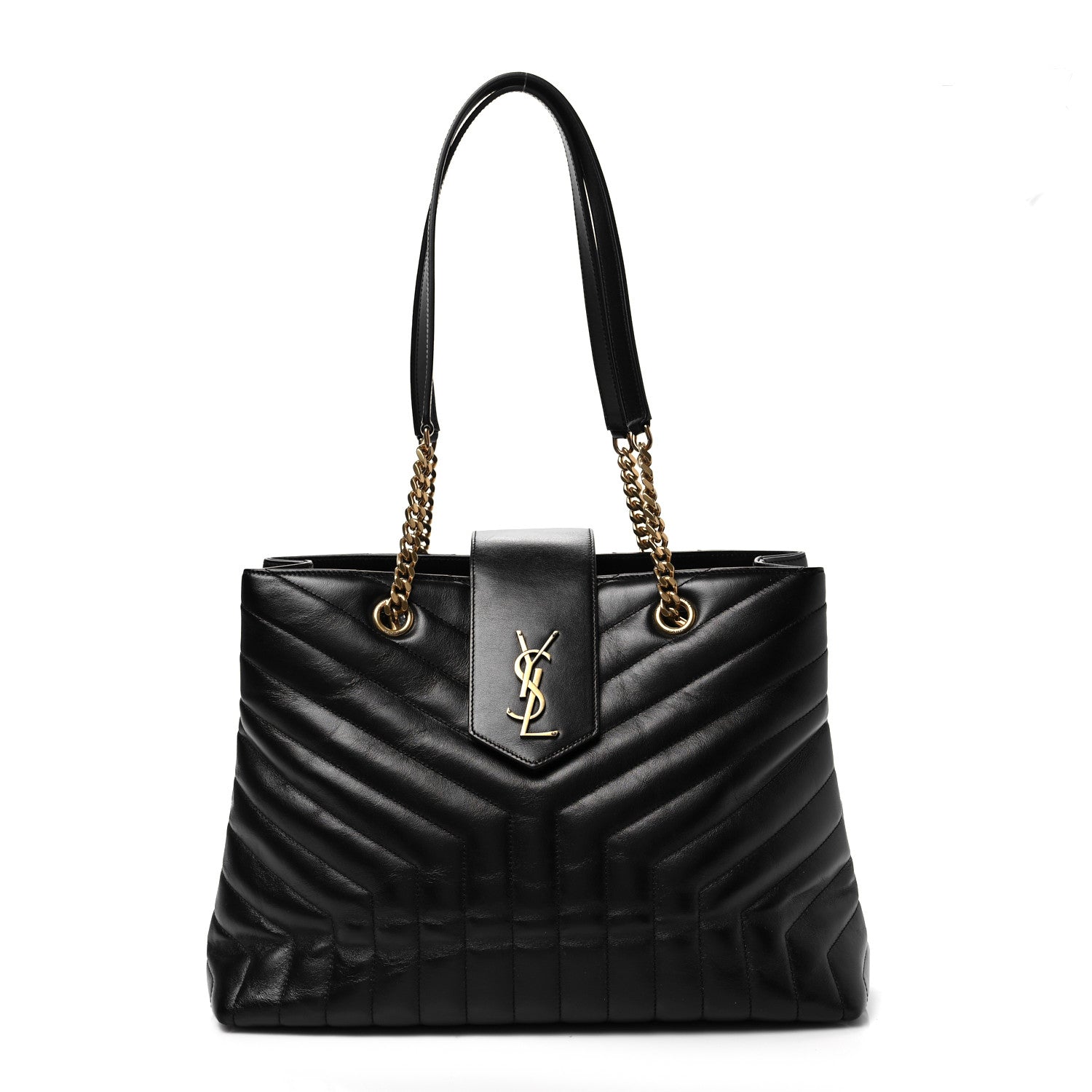 Saint Laurent Calfskin Y Quilted Monogram Large Loulou Shopper Black 1 of 8