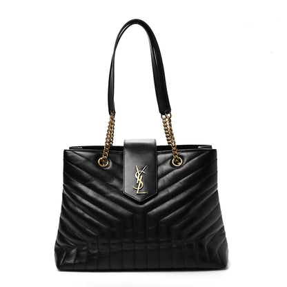 Saint Laurent Calfskin Y Quilted Monogram Large Loulou Shopper Black 1 of 8