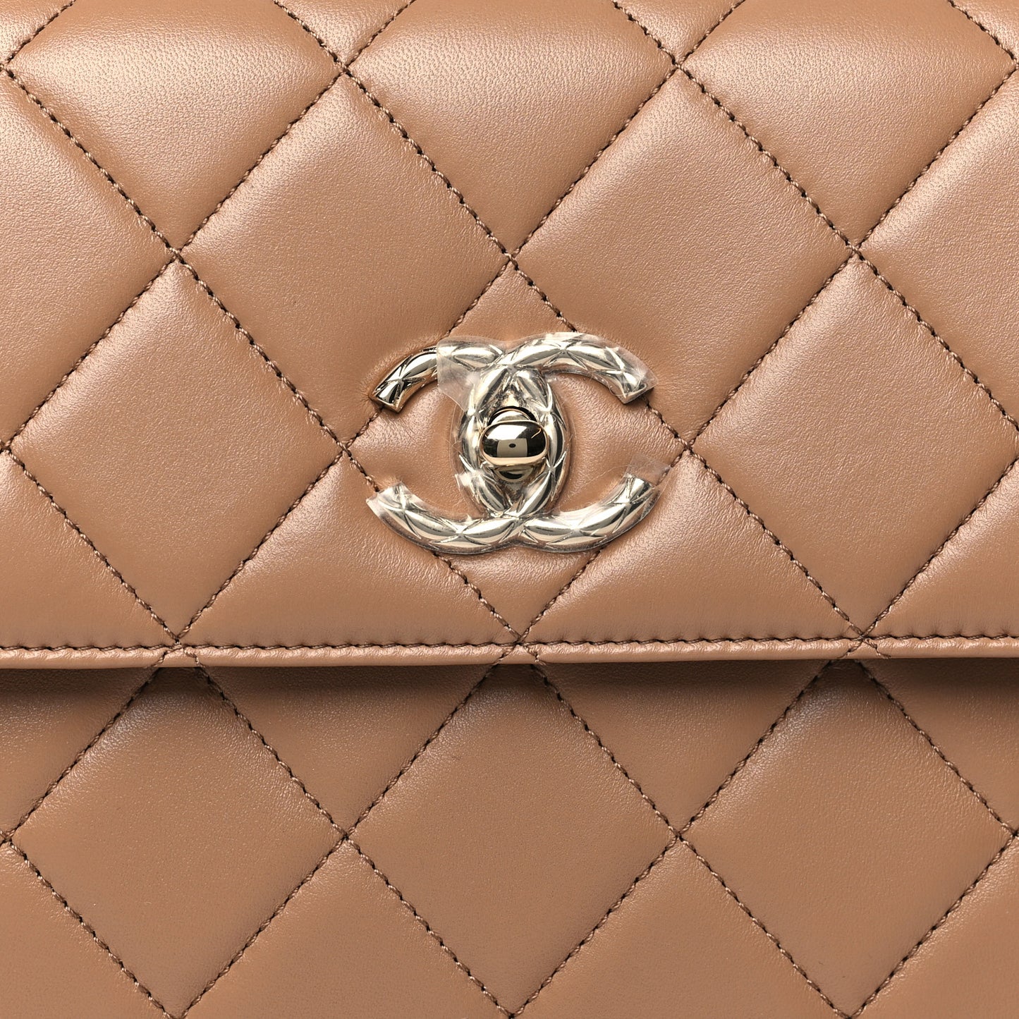 Lambskin Quilted Small Trendy CC Dual Handle Flap Bag Dark Beige