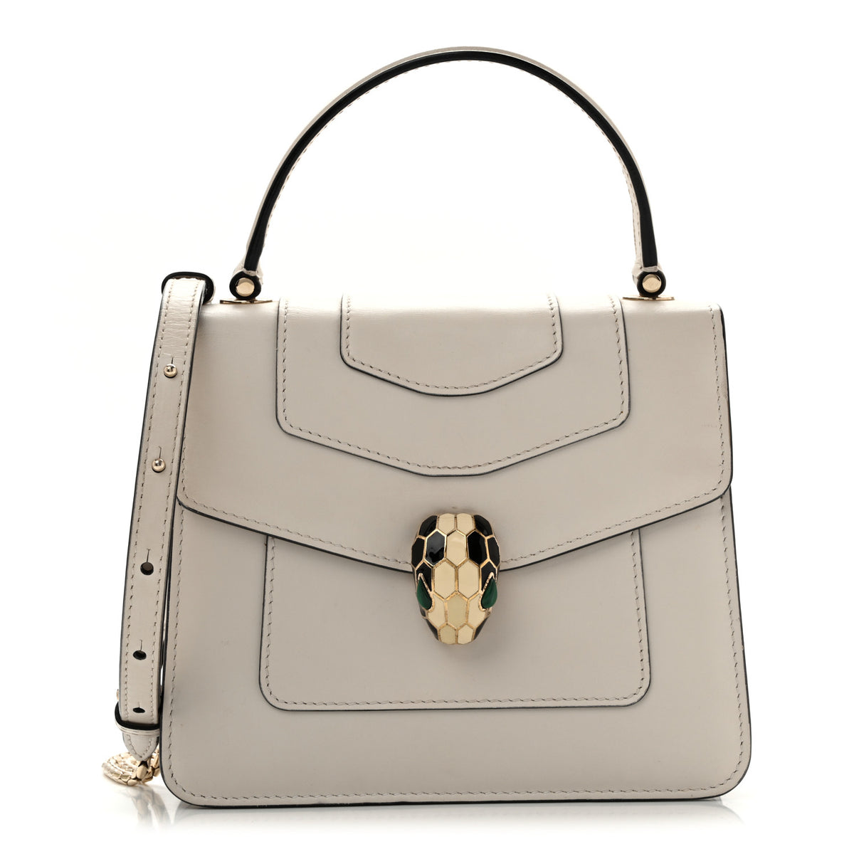 Bulgari Calfskin Serpenti Forever Top Handle White 1 of 14