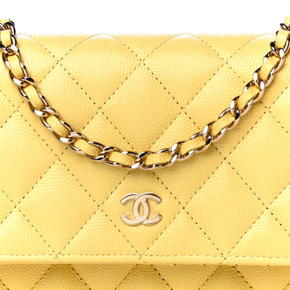 Chanel Caviar Quilted Mini Wallet On Chain WOC Yellow 8 of 12
