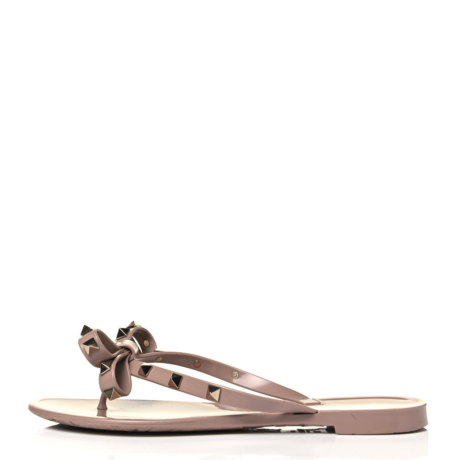 Valentino Garavani PVC Jelly Rockstud Bow Thong Sandals 37 Poudre 1 of 7