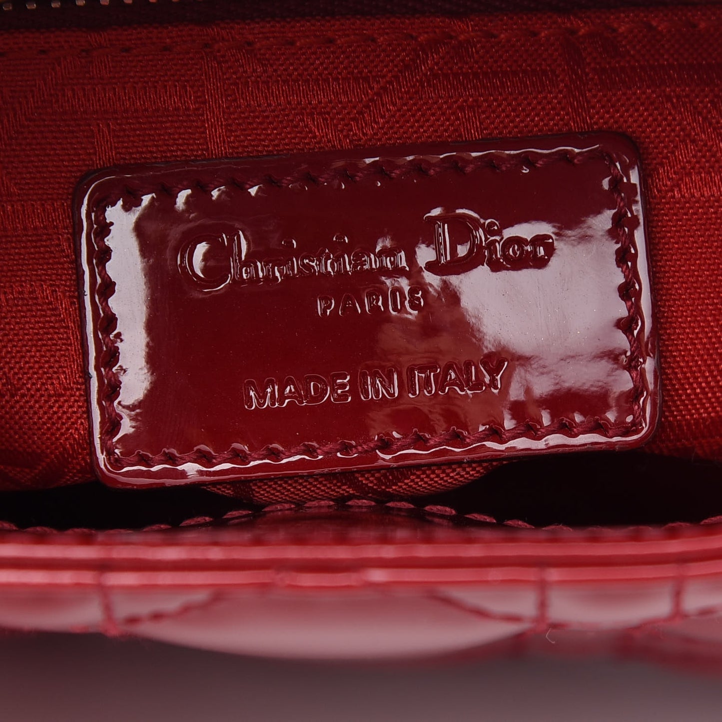 Patent Cannage Mini Lady Dior Red