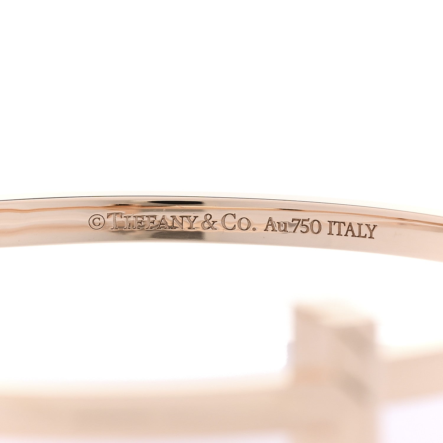 Tiffany 18K Rose Gold Narrow T T1 Hinged Bangle Bracelet 3 of 4