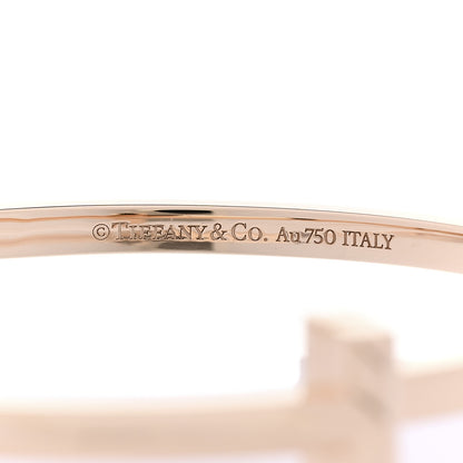 Tiffany 18K Rose Gold Narrow T T1 Hinged Bangle Bracelet 3 of 4
