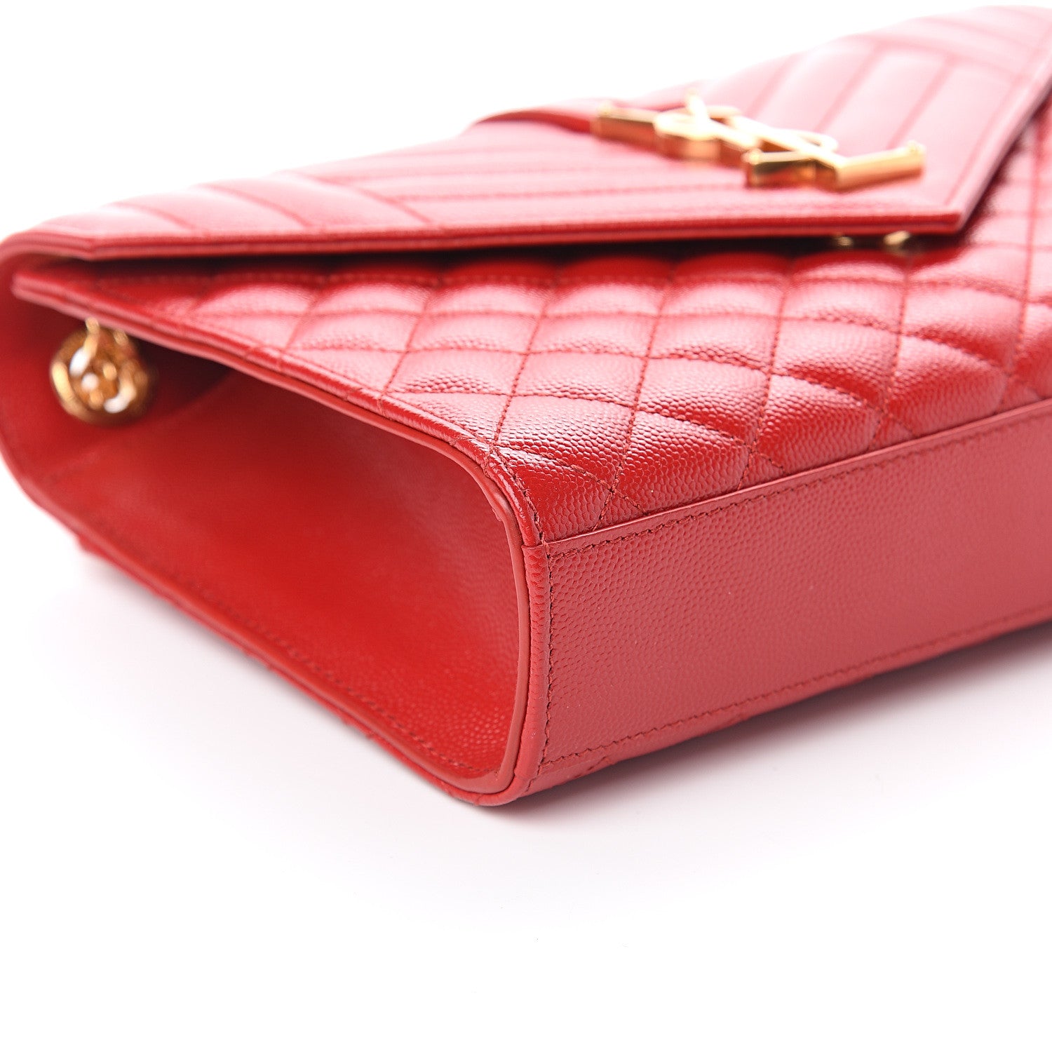 Saint Laurent Grain De Poudre Textured Mixed Matelasse Triquilt Medium Monogram Satchel New Red 7 of 8