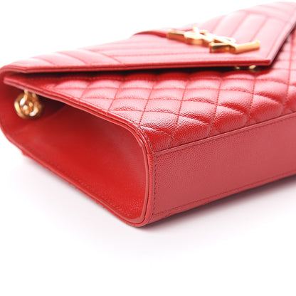 Saint Laurent Grain De Poudre Textured Mixed Matelasse Triquilt Medium Monogram Satchel New Red 7 of 8