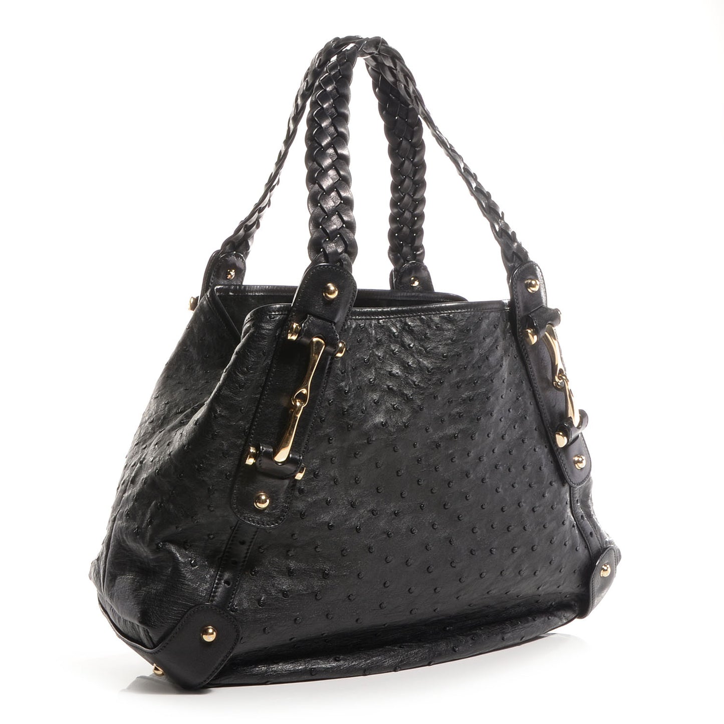 Ostrich Medium Pelham Shoulder Bag Black