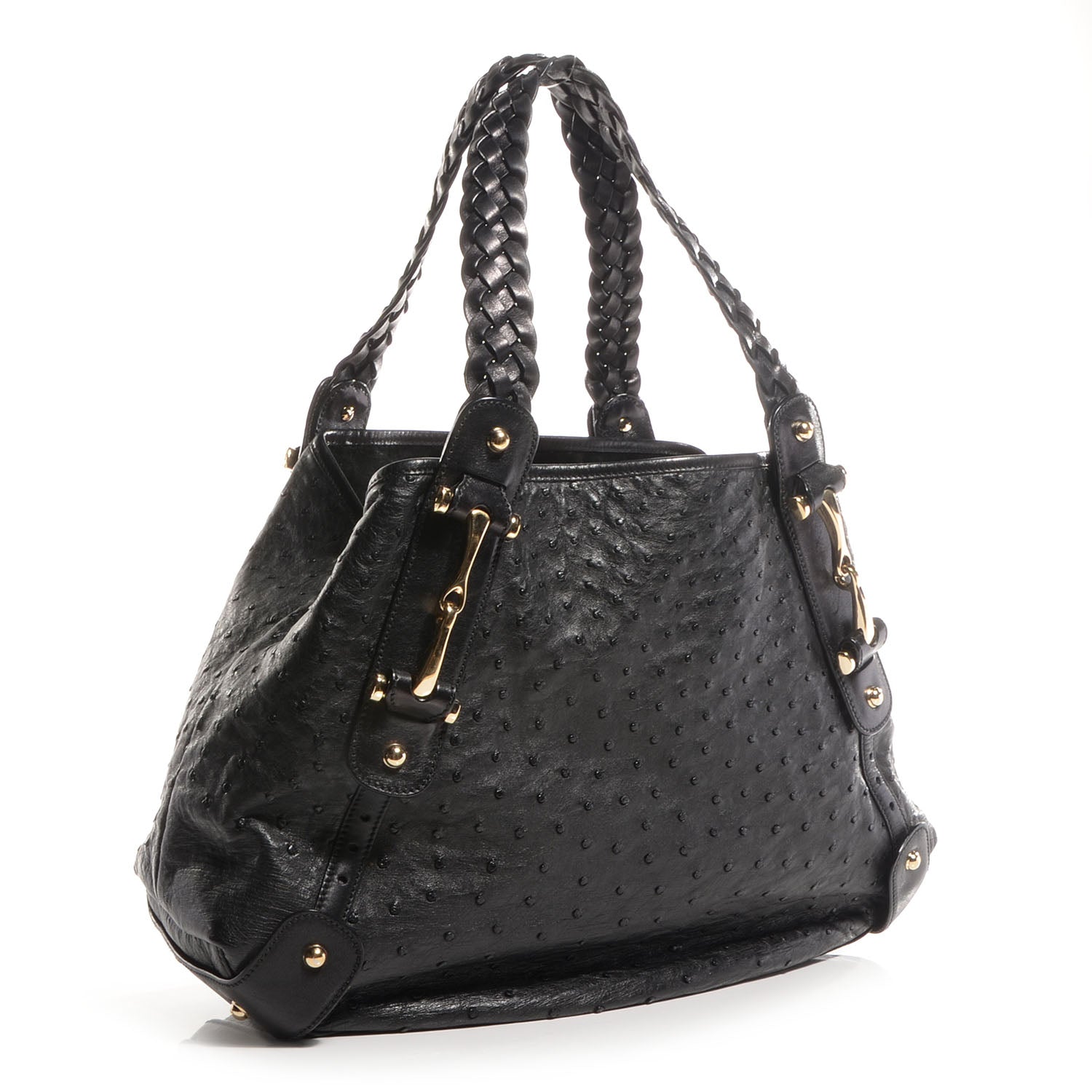 Gucci Ostrich Medium Pelham Shoulder Bag Black 3 of 7