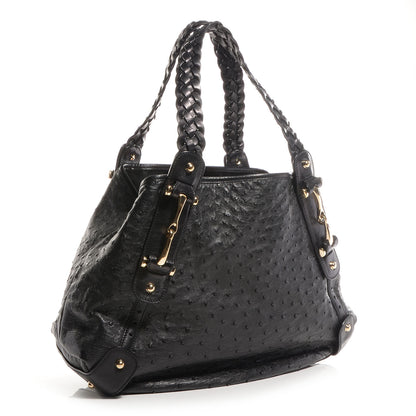 Gucci Ostrich Medium Pelham Shoulder Bag Black 3 of 7