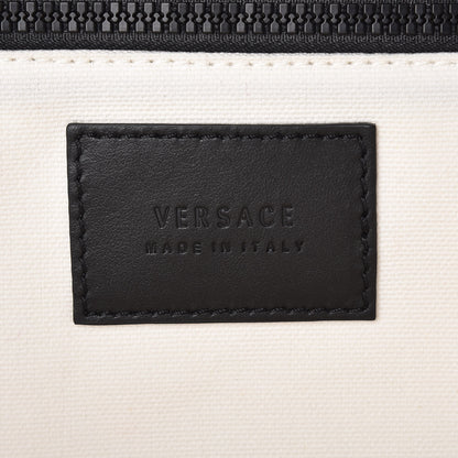 Versace Canvas Logo Tote Black White 6 of 10