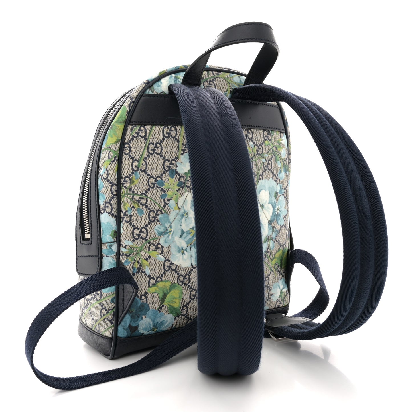 GG Supreme Monogram Blooms Small Day Backpack Blue