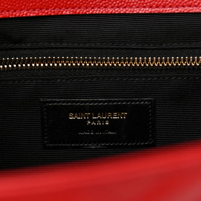 Saint Laurent Grain De Poudre Matelasse Chevron Large Monogram Satchel Lipstick Red 6 of 11