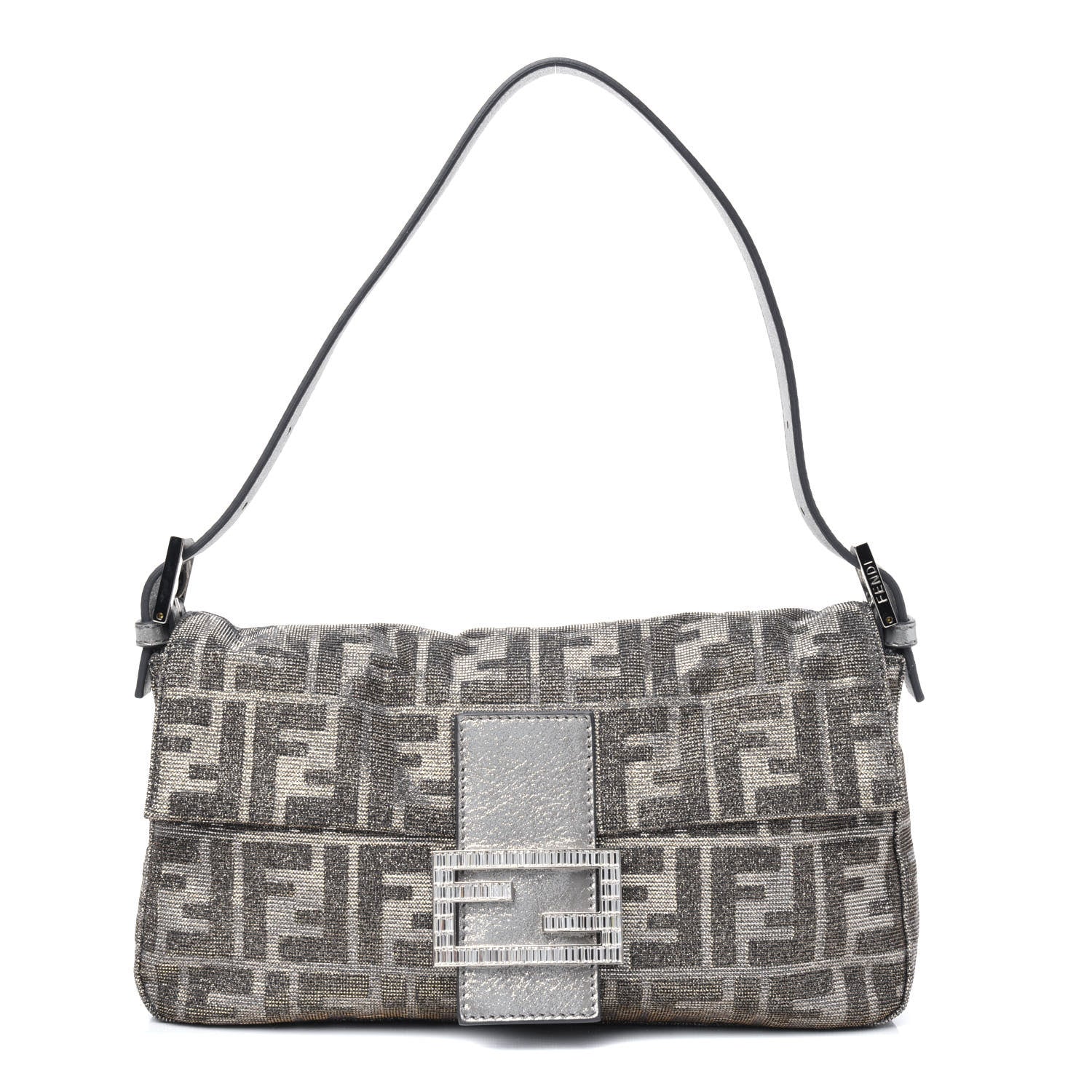 Fendi Metallic Lurex Zucca Vitello Baguette Oro Argento 1 of 11